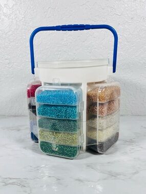 Bead Storage Organizer with Assorted Seed Beads